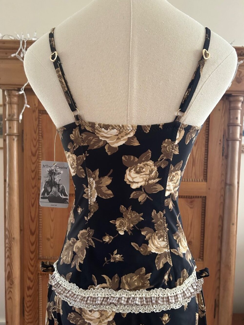 Vintage Betsey Johnson Golden Roses Corset with Bottoms Bikini Set - Picture 11 of 15